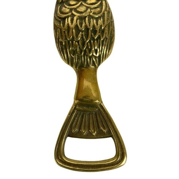 Vintage Brass Owl Bottle Opener With Hanging Loop Bar Tool Made In Korea - Picture 4 of 6